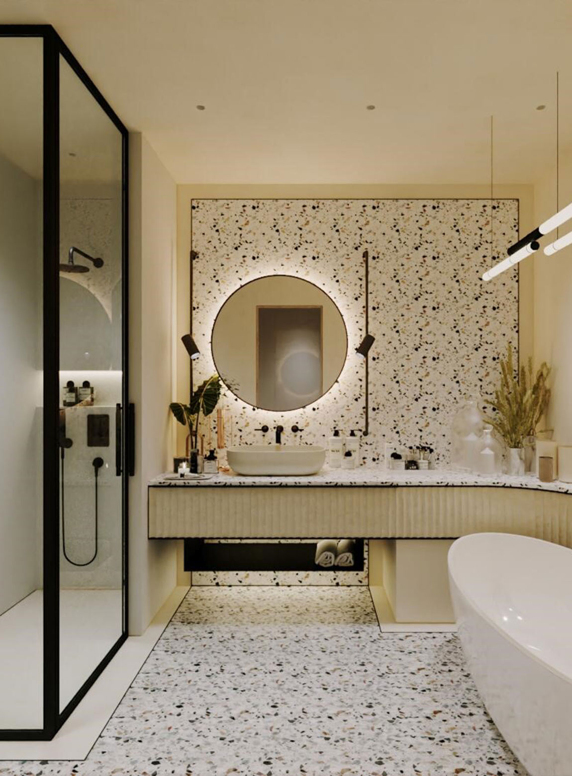 Palma de Mallorca - Residences, Lawson Robb, Luxury bathroom, bathroom, bathroom design, bathroom interiors, interior designer, luxury interior design, Mayfair, Knightsbridge, Chelsea, interiors, interior design, london, luxury interior design, Lawson Robb, mirror, black and white bathroom