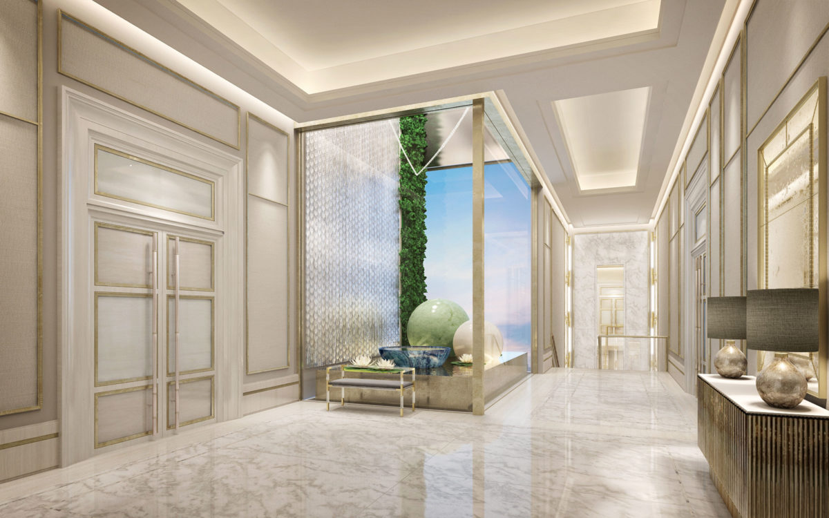 Kuwait - Villa, Lawson Robb, Living Room, entrance, hallway, foyer, doors, marble, marble floor, CGI, marble interior, lampshade, living room design, living room interiors, coffee table, lamp, lampshade, lighting design, interior designer, luxury interior design, Mayfair, Knightsbridge, Luxury. Kensington, Chelsea, living room inspo, living room interior design inspo, Kuwait, Luxury Lighting