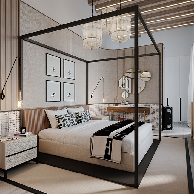 Palma de Mallorca - Lawson Robb, Master Bedroom, bedroom interior design, interior designer London, Luxury bedroom design, Luxury interior design, London, interiors, interior designer, lighting, lamp shade, luxury london, interiors, home decoration, home interiors, design, Lawson Robb