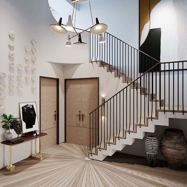Palma de Mallorca - Residences, Lawson Robb, Hallway, Staircase, staircases, staircase design, hallway, entrance, architecture, interior designer, interior design, luxury interior design