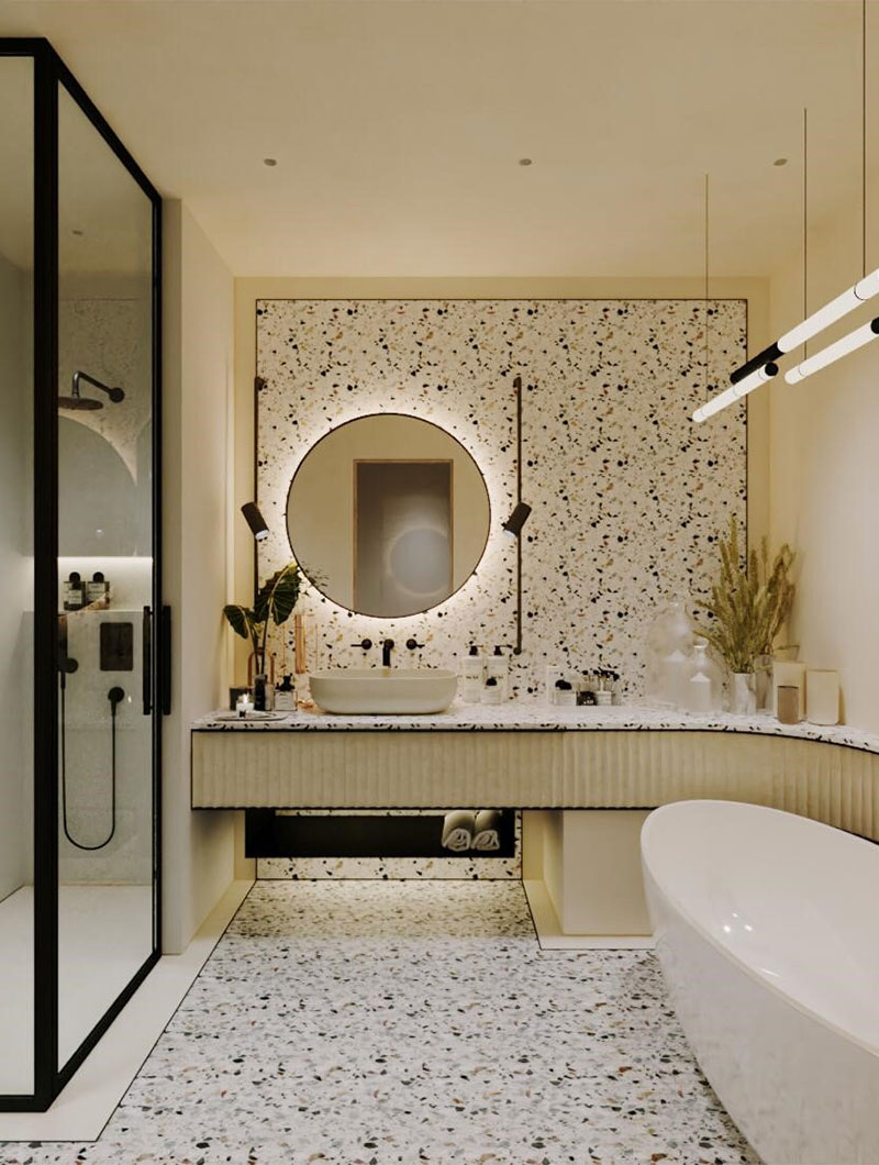 Palma de Mallorca - Residences, Lawson Robb, Luxury bathroom, bathroom, bathroom design, bathroom interiors, interior designer, luxury interior design, Mayfair, Knightsbridge, Chelsea, interiors, interior design, london, luxury interior design, Lawson Robb, mirror, black and white bathroom